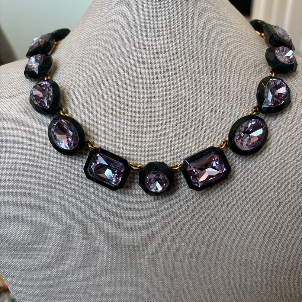 J.Crew Navy and Lavender Jewel Box Necklace